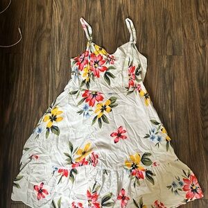 Old Navy Floral Midi Dress - White with Red and Yellow